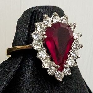 #104. Faux Ruby Gold Ring With Cubic Zirconia